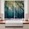 Ambesonne Kitchen Decor Collection, Sunset View on The Beach Shore Waves Surf Modern Home Decor Rocks Boats Sea Scenery, Window Treatments for Kitchen Curtains 2 Panels, 55X39 Inches, Blue Orange(Petrol Blue)