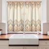 Ambesonne Kitchen Decor Collection, Sunset View on The Beach Shore Waves Surf Modern Home Decor Rocks Boats Sea Scenery, Window Treatments for Kitchen Curtains 2 Panels, 55X39 Inches, Blue Orange(Amber Peach)