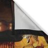 Ambesonne Kitchen Decor Collection, Sunset View on The Beach Shore Waves Surf Modern Home Decor Rocks Boats Sea Scenery, Window Treatments for Kitchen Curtains 2 Panels, 55X39 Inches, Blue Orange(Vermilion Yellow)