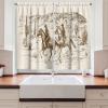 Ambesonne Kitchen Decor Collection, Sunset View on The Beach Shore Waves Surf Modern Home Decor Rocks Boats Sea Scenery, Window Treatments for Kitchen Curtains 2 Panels, 55X39 Inches, Blue Orange(Umber Cream)