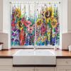 Ambesonne Kitchen Decor Collection, Sunset View on The Beach Shore Waves Surf Modern Home Decor Rocks Boats Sea Scenery, Window Treatments for Kitchen Curtains 2 Panels, 55X39 Inches, Blue Orange(Dark Indigo)