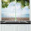 Ambesonne Kitchen Decor Collection, Sunset View on The Beach Shore Waves Surf Modern Home Decor Rocks Boats Sea Scenery, Window Treatments for Kitchen Curtains 2 Panels, 55X39 Inches, Blue Orange(Fern Green)