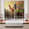 Ambesonne Kitchen Decor Collection, Sunset View on The Beach Shore Waves Surf Modern Home Decor Rocks Boats Sea Scenery, Window Treatments for Kitchen Curtains 2 Panels, 55X39 Inches, Blue Orange(Red Brown)
