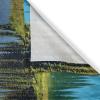Ambesonne Kitchen Decor Collection, Sunset View on The Beach Shore Waves Surf Modern Home Decor Rocks Boats Sea Scenery, Window Treatments for Kitchen Curtains 2 Panels, 55X39 Inches, Blue Orange(Green Fern)