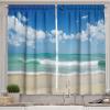 Ambesonne Kitchen Decor Collection, Sunset View on The Beach Shore Waves Surf Modern Home Decor Rocks Boats Sea Scenery, Window Treatments for Kitchen Curtains 2 Panels, 55X39 Inches, Blue Orange(Turquoise Cream)