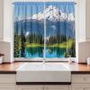 Ambesonne Kitchen Decor Collection, Sunset View on The Beach Shore Waves Surf Modern Home Decor Rocks Boats Sea Scenery, Window Treatments for Kitchen Curtains 2 Panels, 55X39 Inches, Blue Orange(Green Fern)