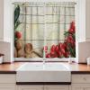 Ambesonne Kitchen Decor Collection, Sunset View on The Beach Shore Waves Surf Modern Home Decor Rocks Boats Sea Scenery, Window Treatments for Kitchen Curtains 2 Panels, 55X39 Inches, Blue Orange(Brown Green)