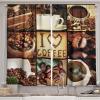 Ambesonne Kitchen Decor Collection, Sunset View on The Beach Shore Waves Surf Modern Home Decor Rocks Boats Sea Scenery, Window Treatments for Kitchen Curtains 2 Panels, 55X39 Inches, Blue Orange(White Brown)