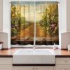 Ambesonne Kitchen Decor Collection, Sunset View on The Beach Shore Waves Surf Modern Home Decor Rocks Boats Sea Scenery, Window Treatments for Kitchen Curtains 2 Panels, 55X39 Inches, Blue Orange(Green Brown Blue)