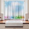 Ambesonne Kitchen Decor Collection, Sunset View on The Beach Shore Waves Surf Modern Home Decor Rocks Boats Sea Scenery, Window Treatments for Kitchen Curtains 2 Panels, 55X39 Inches, Blue Orange(Green Blue)