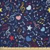 Ambesonne Mid Century Fabric by The Yard, Abstract Christmas Holiday Tree Illustrations Inspired by The Fifties, Decorative Fabric for Upholstery and Home Accents, 3 Yards, Black Yellow(Indigo Red)