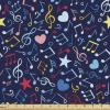 Ambesonne Mid Century Fabric by The Yard, Abstract Christmas Holiday Tree Illustrations Inspired by The Fifties, Decorative Fabric for Upholstery and Home Accents, 3 Yards, Black Yellow(Indigo Red)