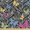 Ambesonne Mid Century Fabric by The Yard, Abstract Christmas Holiday Tree Illustrations Inspired by The Fifties, Decorative Fabric for Upholstery and Home Accents, 3 Yards, Black Yellow(Blue Yellow)