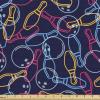 Ambesonne Mid Century Fabric by The Yard, Abstract Christmas Holiday Tree Illustrations Inspired by The Fifties, Decorative Fabric for Upholstery and Home Accents, 3 Yards, Black Yellow(Dark Blue)