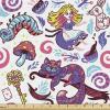 Ambesonne Mid Century Fabric by The Yard, Abstract Christmas Holiday Tree Illustrations Inspired by The Fifties, Decorative Fabric for Upholstery and Home Accents, 3 Yards, Black Yellow(Purple Pink)