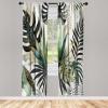Ambesonne Modern Window Curtains, Jumble Colors Illustration of Oriental Floral Motif with Greenery Leaves, Lightweight Decorative 2-Panel Set & Rod Pocket, Pair of – 28″ x 63″, Pale Grey Multicolor(Teal Pale Khaki Fawn)