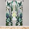 Ambesonne Modern Window Curtains, Jumble Colors Illustration of Oriental Floral Motif with Greenery Leaves, Lightweight Decorative 2-Panel Set & Rod Pocket, Pair of – 28″ x 63″, Pale Grey Multicolor(Seafoam Jade Green Ivory)