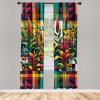 Ambesonne Modern Window Curtains, Jumble Colors Illustration of Oriental Floral Motif with Greenery Leaves, Lightweight Decorative 2-Panel Set & Rod Pocket, Pair of – 28″ x 63″, Pale Grey Multicolor(Multi Color)