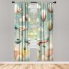 Ambesonne Modern Window Curtains, Jumble Colors Illustration of Oriental Floral Motif with Greenery Leaves, Lightweight Decorative 2-Panel Set & Rod Pocket, Pair of – 28″ x 63″, Pale Grey Multicolor(Pale Teal Blush Off White)