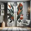 Ambesonne Modern Window Curtains, Jumble Colors Illustration of Oriental Floral Motif with Greenery Leaves, Lightweight Decorative 2-Panel Set & Rod Pocket, Pair of – 28″ x 63″, Pale Grey Multicolor(Orange Laurel Green Grey)
