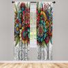 Ambesonne Modern Window Curtains, Jumble Colors Illustration of Oriental Floral Motif with Greenery Leaves, Lightweight Decorative 2-Panel Set & Rod Pocket, Pair of – 28″ x 63″, Pale Grey Multicolor(Pale Grey Multicolor)