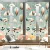 Ambesonne Modern Window Curtains, Jumble Colors Illustration of Oriental Floral Motif with Greenery Leaves, Lightweight Decorative 2-Panel Set & Rod Pocket, Pair of – 28″ x 63″, Pale Grey Multicolor(Pale Teal Blush Off White)