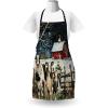 Ambesonne Multicolor Aprons(Beige Pale Grey and Pale Ruby)
