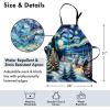Ambesonne Multicolor Aprons(Blue Evergreen and Mustard)