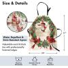 Ambesonne Multicolor Aprons(Dark Coral Green and Beige)
