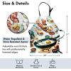 Ambesonne Multicolor Aprons(Orange Seafoam Dark Teal)