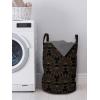 Ambesonne Peacock Christmas Laundry Bag, Dark Colored Style Bohemian Feathers Repetitive Pattern Illustration, Hamper Basket with Handles Drawstring Closure for Laundromats, 13″ x 19″, Black and Brown