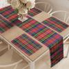 Ambesonne Plaid Table Runner & Placemats, Caledonia Scottish Traditional Pattern Tartan Motif Abstract Squares Ornate, Set for Dining Table Decor, Placemat 4 pcs + Runner 16″x72″, Burnt Sienna Green