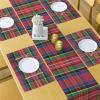 Ambesonne Plaid Table Runner & Placemats, Caledonia Scottish Traditional Pattern Tartan Motif Abstract Squares Ornate, Set for Dining Table Decor, Placemat 4 pcs + Runner 16″x72″, Burnt Sienna Green
