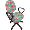 Ambesonne Snow Office Chair Cover, Winter Clothes Pattern Sweater Socks Hat and Scarf Christmas Season Print, Stretchable Decorative Universal Size High Back Printed Slipcover, White Coral Sky Blue(Teal Coral)