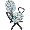 Ambesonne Snow Office Chair Cover, Winter Clothes Pattern Sweater Socks Hat and Scarf Christmas Season Print, Stretchable Decorative Universal Size High Back Printed Slipcover, White Coral Sky Blue(Pale Azure Blue Soft Blue)