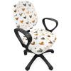 Ambesonne Snow Office Chair Cover, Winter Clothes Pattern Sweater Socks Hat and Scarf Christmas Season Print, Stretchable Decorative Universal Size High Back Printed Slipcover, White Coral Sky Blue(Cinnamon Apricot)