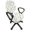 Ambesonne Snow Office Chair Cover, Winter Clothes Pattern Sweater Socks Hat and Scarf Christmas Season Print, Stretchable Decorative Universal Size High Back Printed Slipcover, White Coral Sky Blue(White Green)