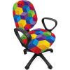 Ambesonne Snow Office Chair Cover, Winter Clothes Pattern Sweater Socks Hat and Scarf Christmas Season Print, Stretchable Decorative Universal Size High Back Printed Slipcover, White Coral Sky Blue(Yellow Purple)