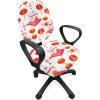 Ambesonne Snow Office Chair Cover, Winter Clothes Pattern Sweater Socks Hat and Scarf Christmas Season Print, Stretchable Decorative Universal Size High Back Printed Slipcover, White Coral Sky Blue(Coral Yellow)
