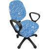 Ambesonne Snow Office Chair Cover, Winter Clothes Pattern Sweater Socks Hat and Scarf Christmas Season Print, Stretchable Decorative Universal Size High Back Printed Slipcover, White Coral Sky Blue(Azure Blue)
