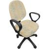 Ambesonne Snow Office Chair Cover, Winter Clothes Pattern Sweater Socks Hat and Scarf Christmas Season Print, Stretchable Decorative Universal Size High Back Printed Slipcover, White Coral Sky Blue(Pale Mustard Dark Yellow Blue)
