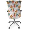 Ambesonne Squirrel Office Chair Cover, Christmas New Year Nature Pattern with Reindeers and Cardinal Birds Sketch Art, Stretchable Decorative Universal Size High Back Printed Slipcover, Brown White(Orange Sea Green White)
