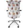 Ambesonne Squirrel Office Chair Cover, Christmas New Year Nature Pattern with Reindeers and Cardinal Birds Sketch Art, Stretchable Decorative Universal Size High Back Printed Slipcover, Brown White(Brown White)