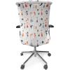 Ambesonne Squirrel Office Chair Cover, Christmas New Year Nature Pattern with Reindeers and Cardinal Birds Sketch Art, Stretchable Decorative Universal Size High Back Printed Slipcover, Brown White(Black Orange)