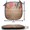 Ambesonne Vintage Christmas Chair Cushion Pads Set of 6, Snowy Winter Branches and Pine Cones Top View Rustic Vibes, Anti-Slip Seat Padding for Kitchen & Patio, 16″x16″, Ecru and Olive Green(Caramel Dark Pink Emerald)