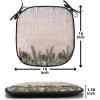 Ambesonne Vintage Christmas Chair Cushion Pads Set of 6, Snowy Winter Branches and Pine Cones Top View Rustic Vibes, Anti-Slip Seat Padding for Kitchen & Patio, 16″x16″, Ecru and Olive Green(Ecru and Olive Green)