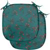 Ambesonne Winter Chair Seating Cushion Set of 4, Deer Silhouettes with Blossoming Flowers Abstract Christmas Nature, Anti-Slip Seat Padding for Kitchen & Patio, 16″x16″, Olive Green Pale Green(Vermilion Teal)