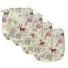 Ambesonne Winter Chair Seating Cushion Set of 4, Deer Silhouettes with Blossoming Flowers Abstract Christmas Nature, Anti-Slip Seat Padding for Kitchen & Patio, 16″x16″, Olive Green Pale Green(Green Olive)