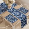 Ambesonne Winter Table Runner & Placemats, Various Different Ornate Snowflakes Blizzard Cold Season Xmas Themed, Set for Dining Table Decor, Placemat 4 pcs + Runner 16″x72″, Pale Blue