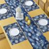 Ambesonne Winter Table Runner & Placemats, Various Different Ornate Snowflakes Blizzard Cold Season Xmas Themed, Set for Dining Table Decor, Placemat 4 pcs + Runner 16″x72″, Pale Blue